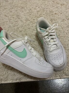 Nike kids White Sneakers with Mint Accent - Comfortable Everyday Shoes